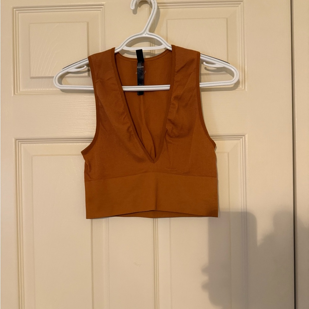 Urban Outfitters Rust V-Neck Crop Top